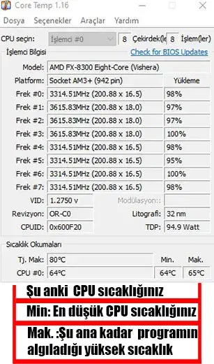 Bilgisayarın CPU/GPU Sıcaklığını Öğrenme