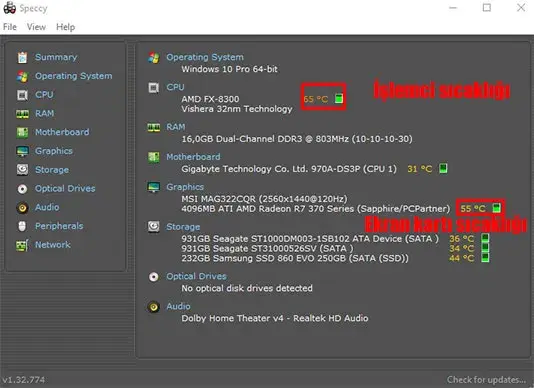 Bilgisayarın CPU/GPU Sıcaklığını Öğrenme